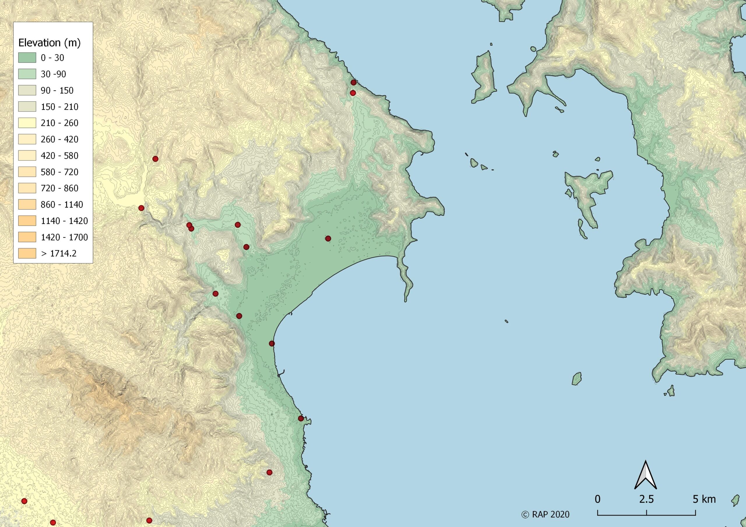 Χάρτης θέσεων ρωμαϊκών χρόνων στον Μαραθώνα